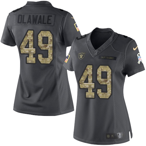 Women's Limited Jamize Olawale Nike Jersey Black - #49 2016 Salute to Service NFL Oakland Raiders